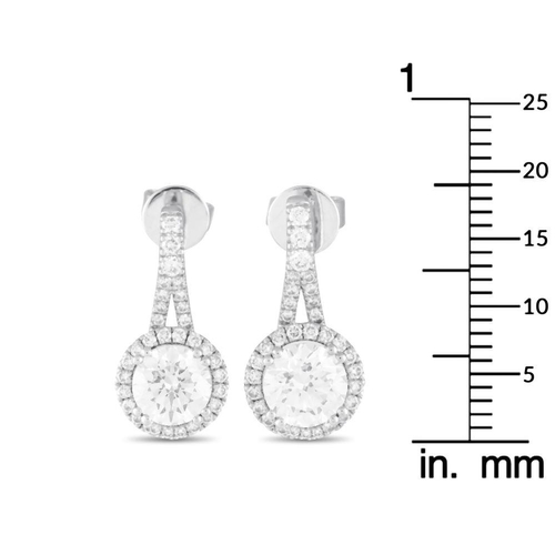 855 - A pair of 14K White Gold 2.40ct Lab Grown Diamond Earrings. Features 1.96 carat Lab Grown Diamond ce... 