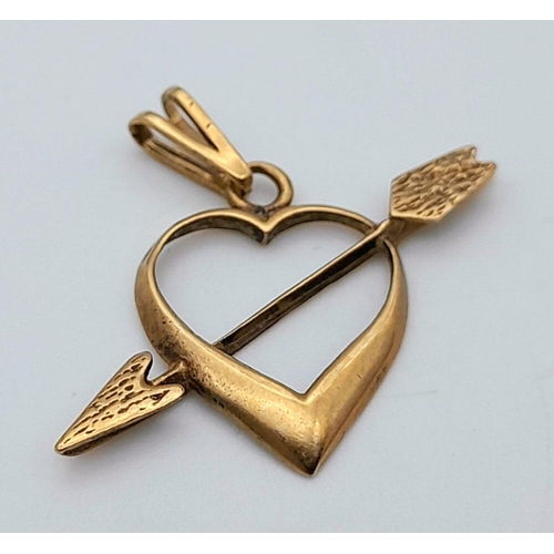 1223 - A 9K Yellow Gold Cupid Pendant. 2cm. 0.7g.