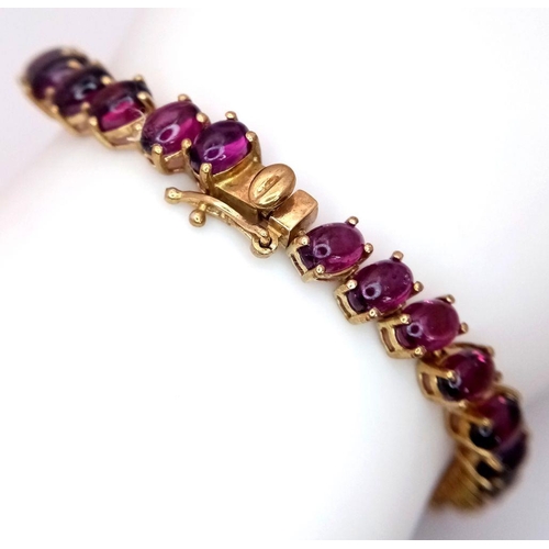 1225 - A Yellow Gold Gilt Sterling Silver Amethyst Set Tennis Bracelet-21.5cm Length. Set with Forty-Two 6m... 