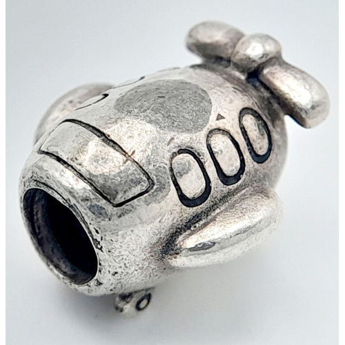 1287 - A PANDORA STERLING SILVER AEROPLANE CHARM 4.8G , 13MM X 12MM. Ref: SC 7081