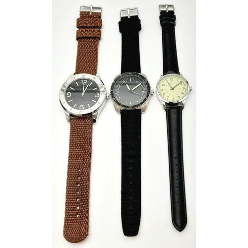 1379 - Three Military Naval Design Quartz Homage Watches Comprising; 1) Australian Seaman-40mm Case. 2)Amer... 