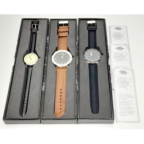 1379 - Three Military Naval Design Quartz Homage Watches Comprising; 1) Australian Seaman-40mm Case. 2)Amer... 