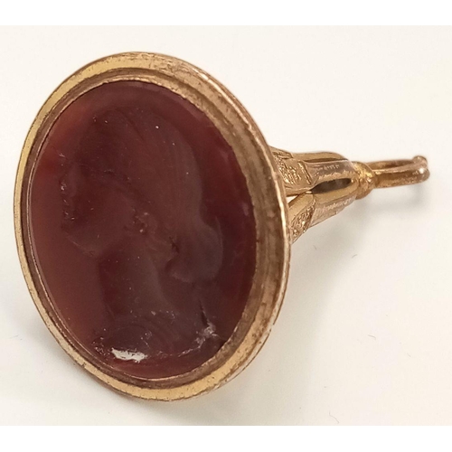 1418 - A Victorian pinchbeck Cameo wax seal fob. With the days and dates of the week around it. In nice con... 