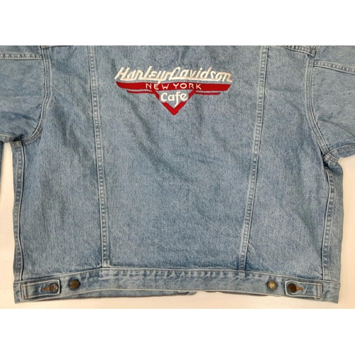 1481 - An Official Harley Davidson New York Café Denim Jacket. Size XL on label. In good condition but plea... 