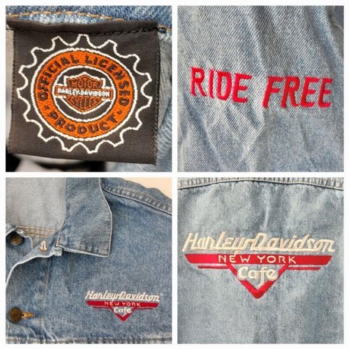 1481 - An Official Harley Davidson New York Café Denim Jacket. Size XL on label. In good condition but plea... 