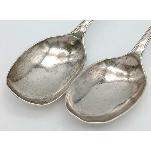 1503 - 2X antique sterling silver teaspoons. Full Sheffield hallmarks, 1912. Total weight 28.4G. Total leng... 