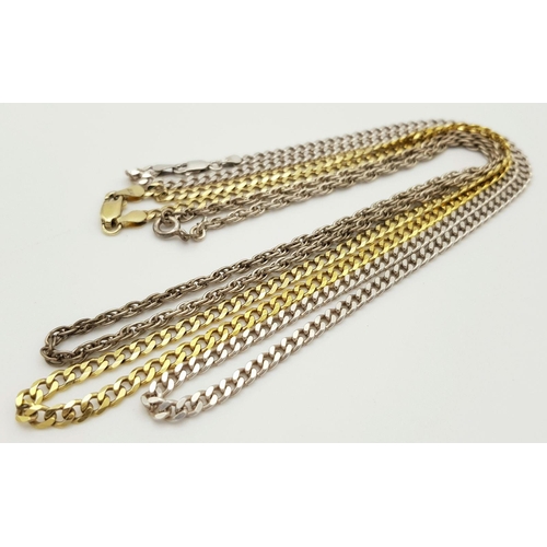 1529 - Three Attractive Solid Silver 925 Necklaces, Various Styles and Lengths, Total weight: 35 grams. All... 