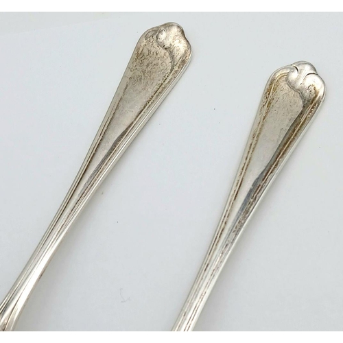 1538 - A matching set of vintage sterling silver teaspoon and fork. Full Sheffield hallmarks, 1947. Total w... 