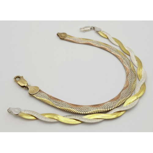 1543 - Two Beautiful Solid Silver 925 Bracelets, Gold Tone, Total weight: 15.7 grams, Both 19cm. In excelle... 