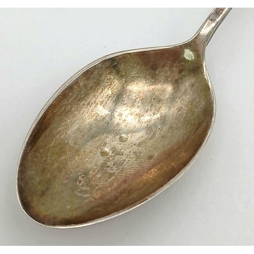 1552 - An antique sterling silver souvenir Thistle spoon with curved handle. Full Edinburgh hallmarks, 1918... 