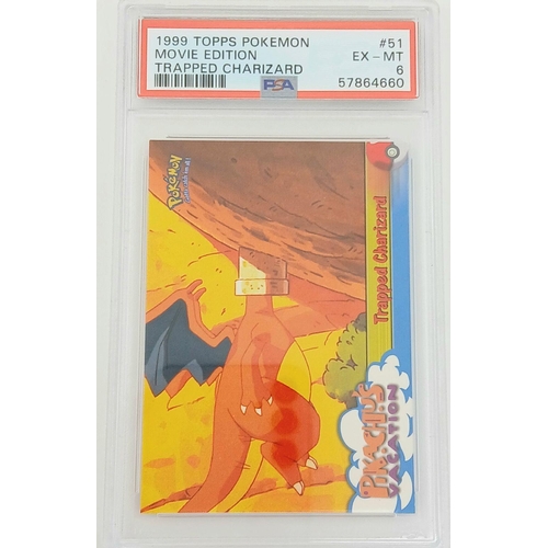 1600 - A 1999 Topps Pokémon: The Movie Edition card featuring Trapped Charizard (Card #51) in Movie Edition... 