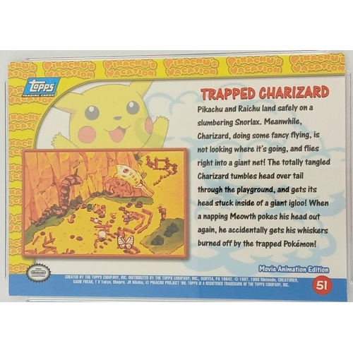 1600 - A 1999 Topps Pokémon: The Movie Edition card featuring Trapped Charizard (Card #51) in Movie Edition... 