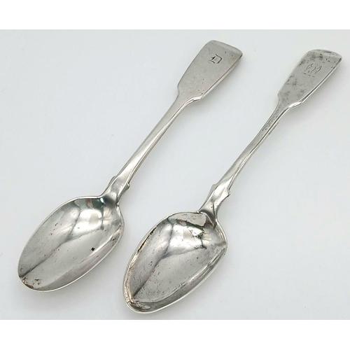 1685 - 2X antique sterling silver teaspoons. Full London hallmarks, 1859 and 1838. Total weight 46.6G. Tota... 