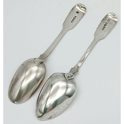 1685 - 2X antique sterling silver teaspoons. Full London hallmarks, 1859 and 1838. Total weight 46.6G. Tota... 