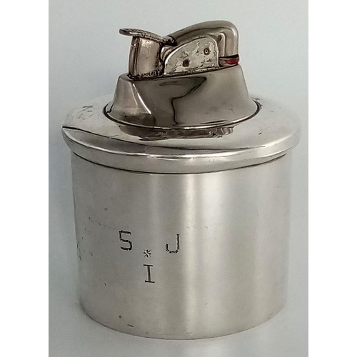 1704 - A Superb Sterling Silver Cigarette lighter  -  weighted to base. 355 grams. Needs slight attention/ ... 