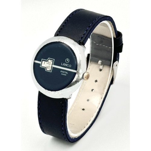 1781 - A Vintage Lanco Mechanical Jump Watch. Blue leather strap. Stainless steel case - 35mm. Blue dial wi... 