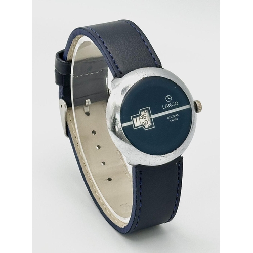 1781 - A Vintage Lanco Mechanical Jump Watch. Blue leather strap. Stainless steel case - 35mm. Blue dial wi... 