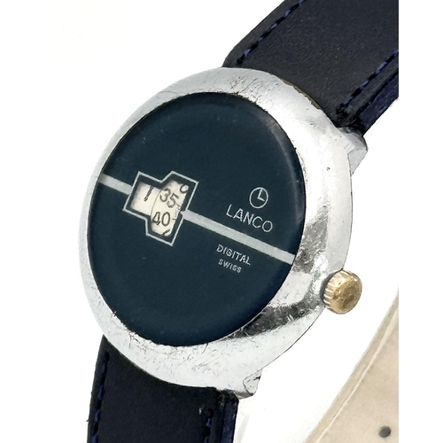 1781 - A Vintage Lanco Mechanical Jump Watch. Blue leather strap. Stainless steel case - 35mm. Blue dial wi... 