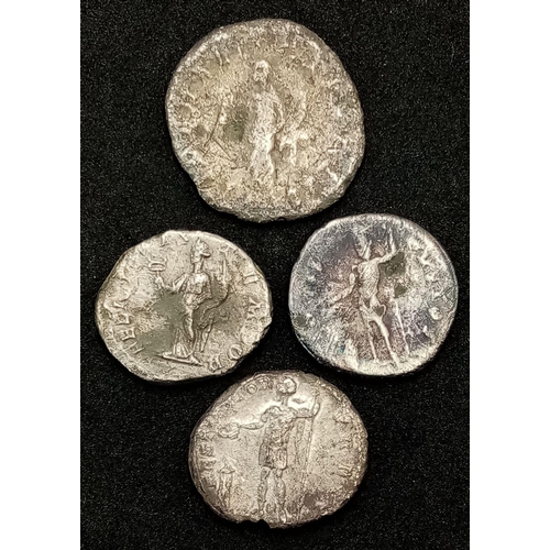 1954 - Four Roman Silver Coins. Please see photos for finer details.