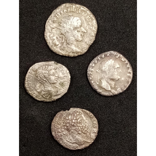 1954 - Four Roman Silver Coins. Please see photos for finer details.