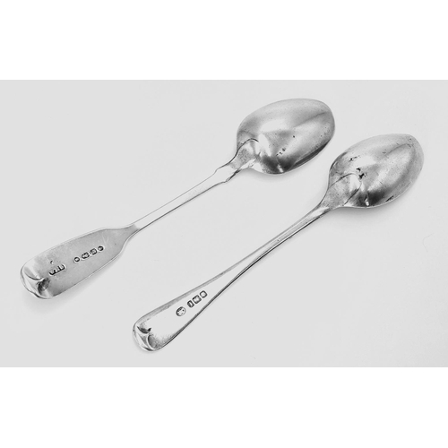 1987 - 2X antique sterling silver teaspoons. Full Sheffield hallmarks, 1898 and London Victorian hallmarks,... 