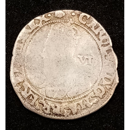 2079 - A Charles I (1625-49) Silver 6d Hammered Coin. Please see photos for conditions.