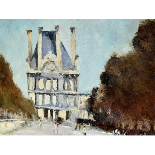 2185 - Terrace Des Feuillants - Oil on Board, by 20th century British artist Alex Carson. In frame - 59cm x... 