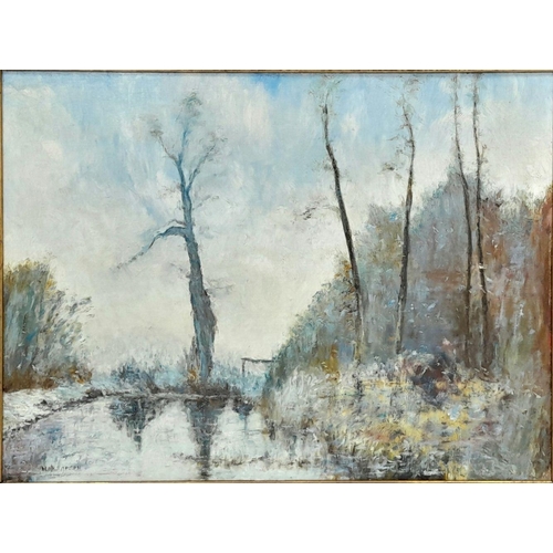 2191 - A 20th Century Oil on Board Painting by British Artist Alex Carson. An autumnal woodland scene. In f... 