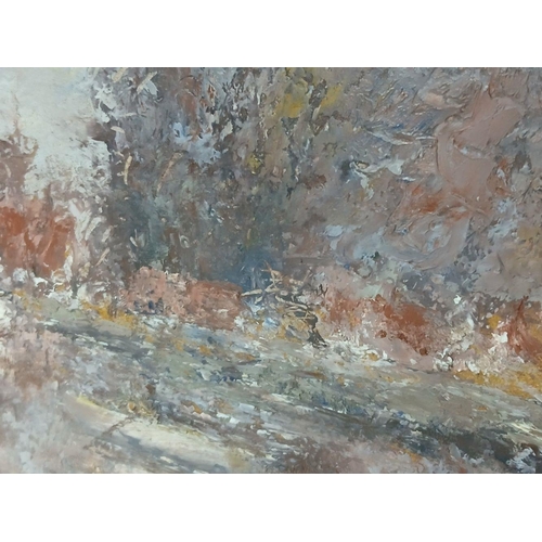 2198 - September Eve, Thurne - Oil on Board by British Artist Alex Carson. In frame - 45cm x 35cm.