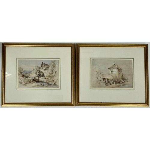 2206 - A Pair of Antique River Scene Watercolour Paintings - Artist unknown. In frames - 42 x 37cm. Actual ... 