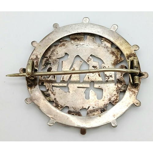 602 - Antique SILVER wartime SWEETHEART BROOCH having the name ‘JANE’ stamped out with floral decoration s... 