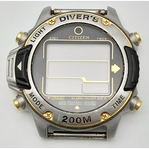 1172 - A Citizen Digital Divers Quartz Men's Watch Case. Titanium case - 40mm. 200m depth. Strap Needed. As... 