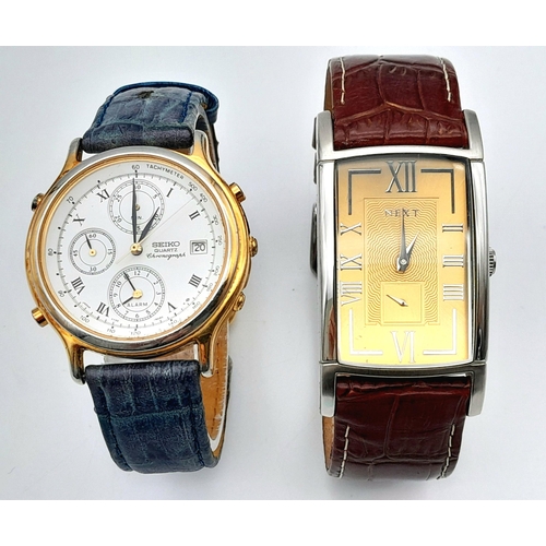 1344 - Two Men’s Quartz Watches Comprising; 1) A Seiko Quartz Chronograph-37mm Case & 2) A Men’s Tank Style... 