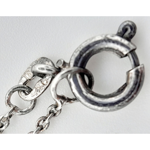 1857 - A vintage silver Aries sign pendant on 935 silver chain. Total weight 2.9G. Total length 44cm.