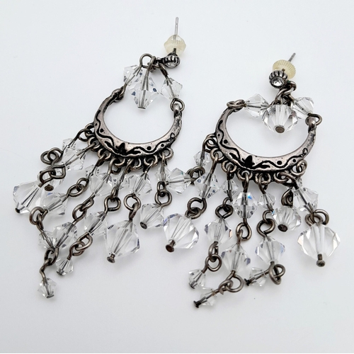 2061 - Two Vintage Pairs of Silver Earrings (hoop and drop) and a Silver Bracelet. 25g total weight.