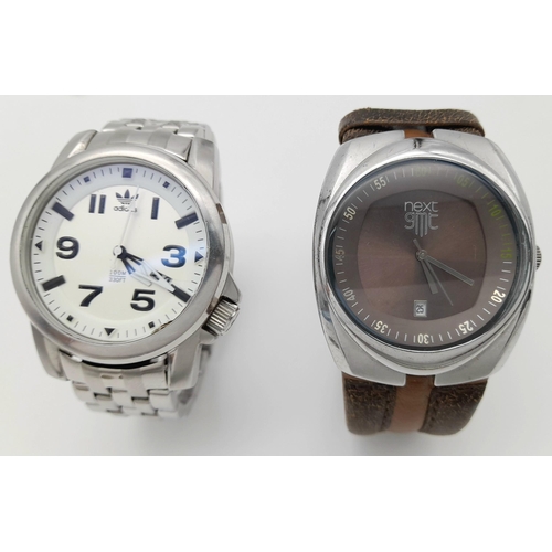 2097 - Two Branded Quarts Gents Watches - Adidas and Next. Both in working order.