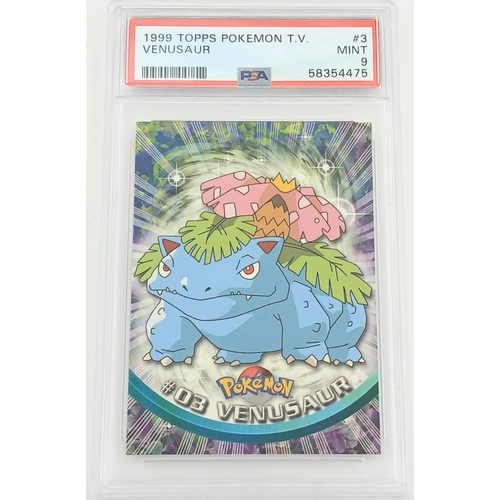 2178 - A 1999 Topps Pokémon TV card featuring Venusaur (Card #3). Authenticated and graded MINT 9 by PSA wi... 