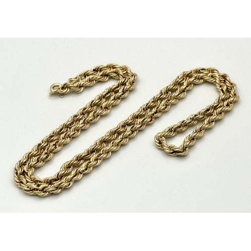 1856 - A Classic 9K Yellow Gold Rope Necklace. 40cm. 3.55g.