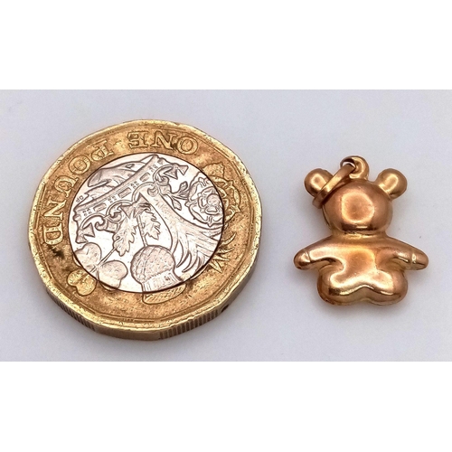 2423 - A 9K Yellow Gold Teddy Bear Pendant/Charm. 2cm. 0.6g