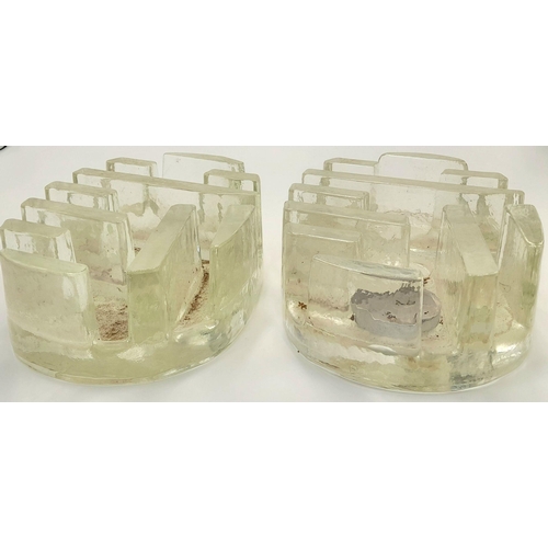 2108 - A Pair of Vintage George Schutte Glass Plate warmers. 22 x 15cm.