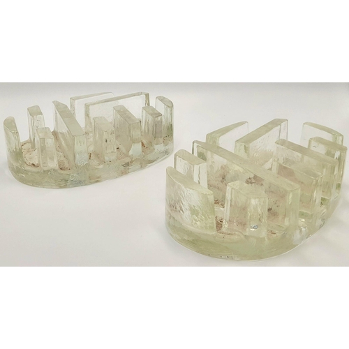 2108 - A Pair of Vintage George Schutte Glass Plate warmers. 22 x 15cm.