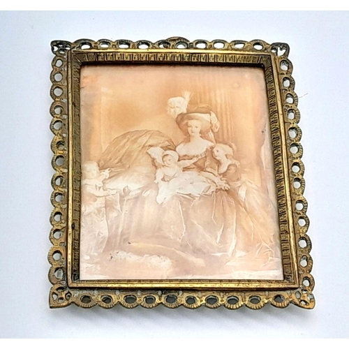 2188 - A Victorian Miniature Family Painting - In Gilded frame. 8 x 10cm.