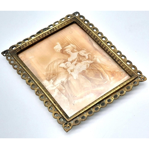 2188 - A Victorian Miniature Family Painting - In Gilded frame. 8 x 10cm.