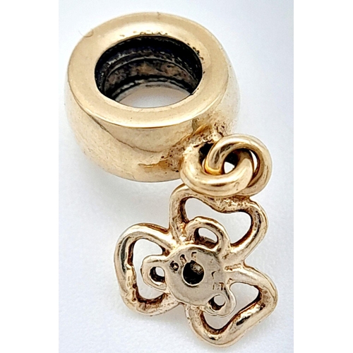 2439 - A Pandora 14K Gold and Solitary Diamond Charm. 1.8g.