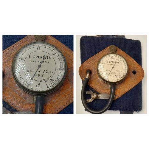 2481 - A Vintage Possibly Antique French Doctors Set of Blood Pressure Gauge and Stethoscope. Makers mark o... 