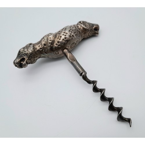 2483 - A vintage metal double leopard head corkscrew. Intricate features on faces, weighs 143 grams.