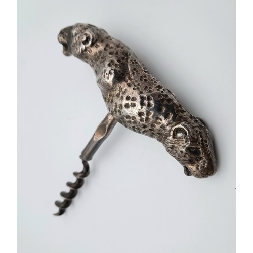 2483 - A vintage metal double leopard head corkscrew. Intricate features on faces, weighs 143 grams.