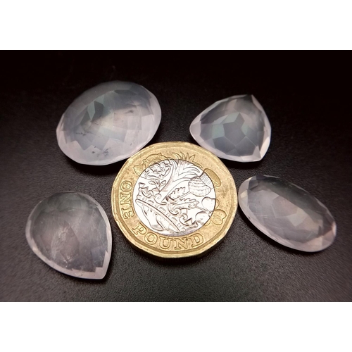 948 - A Lot of 4 Pcs of 52.40ct Faceted Rose Quartz Gemstones , Mix Shapes.