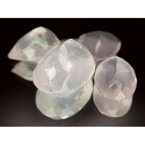 948 - A Lot of 4 Pcs of 52.40ct Faceted Rose Quartz Gemstones , Mix Shapes.