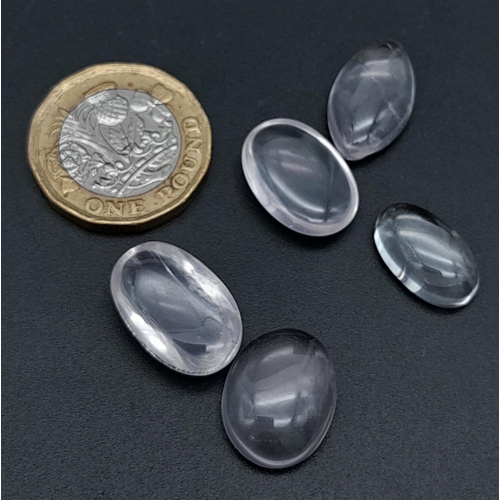 941 - A Lot of 5 Pcs of 44ct Cabochon Rose Quartz Gemstones , Mix Shapes.